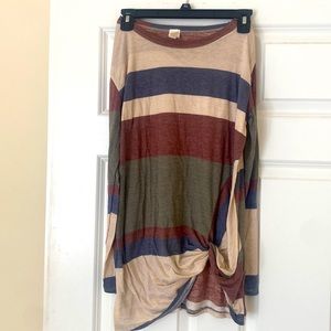 Color Long Sleeve Top with Knot Detailing